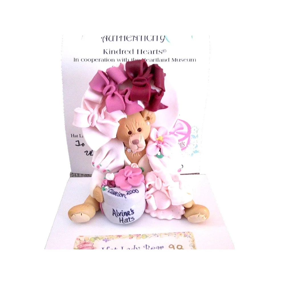 Kindred Hearts Hat Lady Bear Handmade Figurine - Clarion, IA 2000
